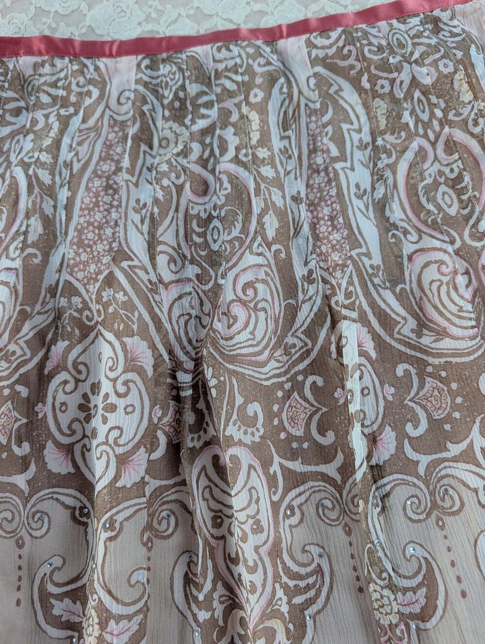 The Limited vintage 2005 NWT 100% silk skirt y2k boho paisley rhinestones 10 - Picture 4 of 8